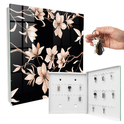 Armoire à clés murale Fleurs crème