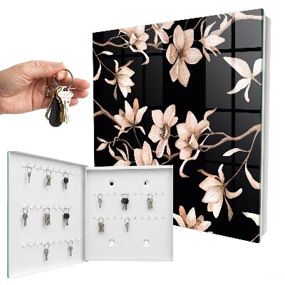 Armoire à clés murale Fleurs crème
