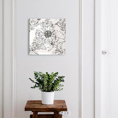 Boîte à clés decorative Fleurs noires et blanches
