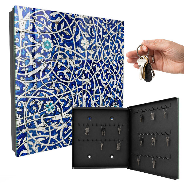 Boîte à clés decorative Arabesque bleue