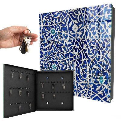 Boîte à clés decorative Arabesque bleue