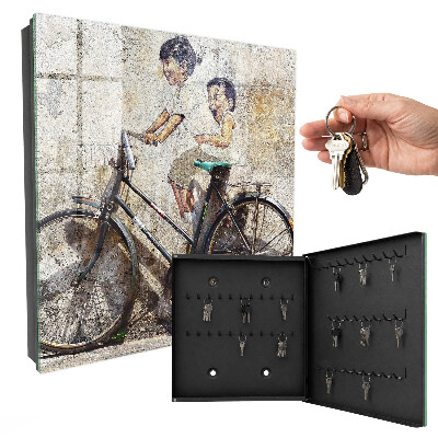 Boîte à clés decorative Les enfants et le vélo