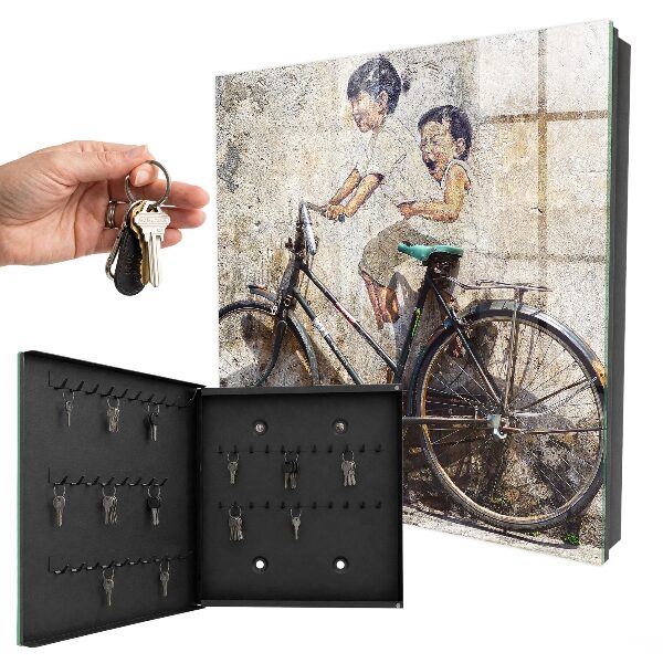 Boîte à clés decorative Les enfants et le vélo