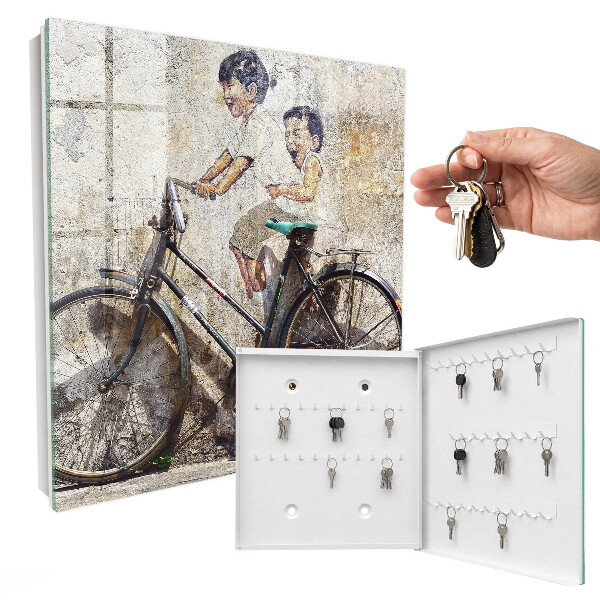 Boîte à clés decorative Les enfants et le vélo