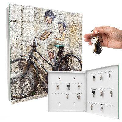 Boîte à clés decorative Les enfants et le vélo