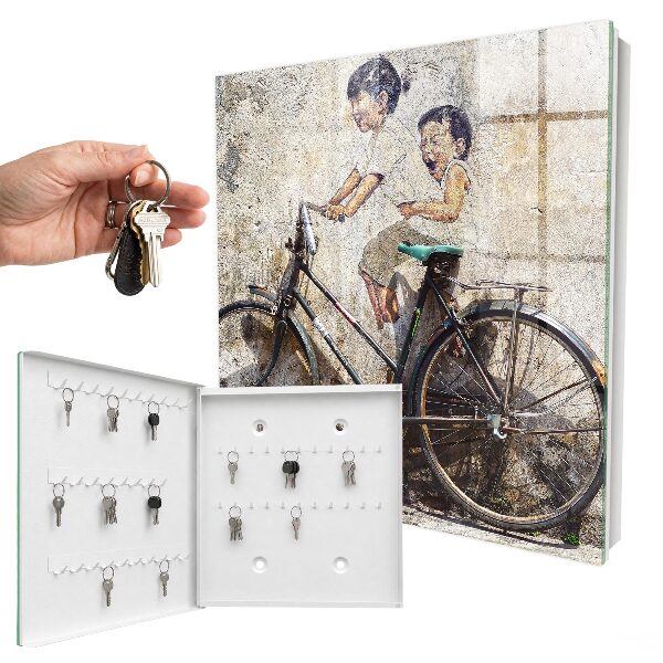 Boîte à clés decorative Les enfants et le vélo