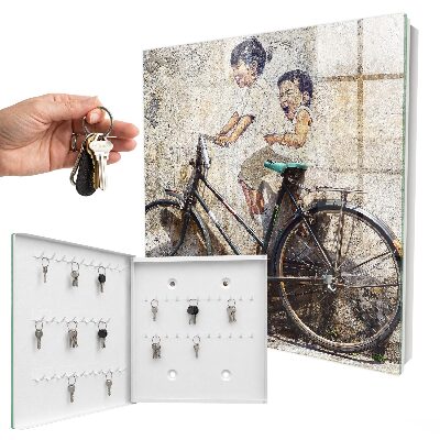 Boîte à clés decorative Les enfants et le vélo