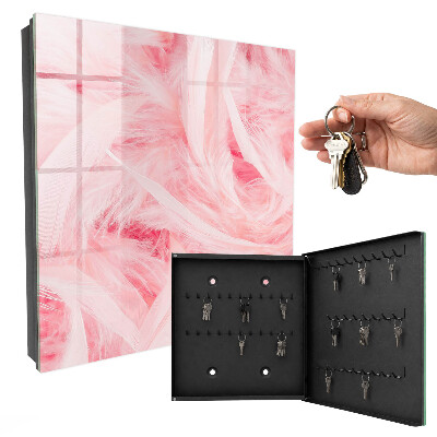 Armoire à clés murale Plumes roses