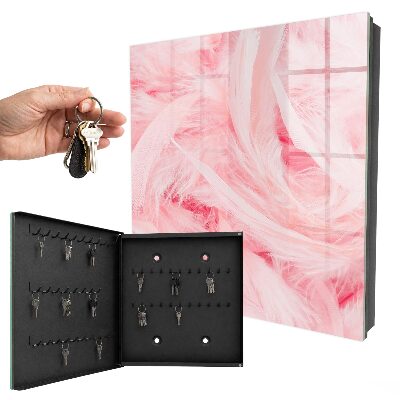 Armoire à clés murale Plumes roses