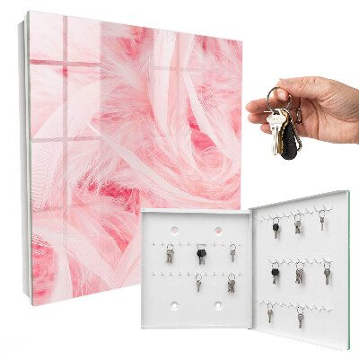 Armoire à clés murale Plumes roses