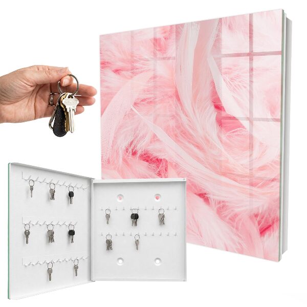Armoire à clés murale Plumes roses