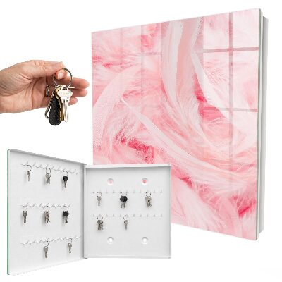 Armoire à clés murale Plumes roses