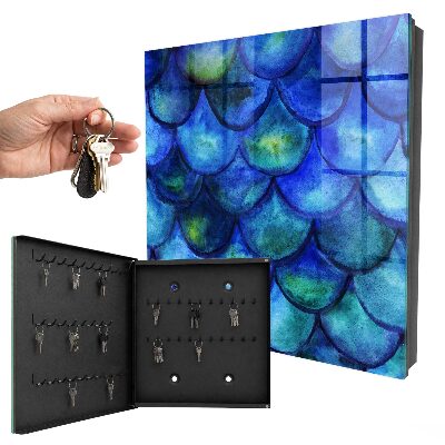 Boîte à clés decorative Écailles bleues