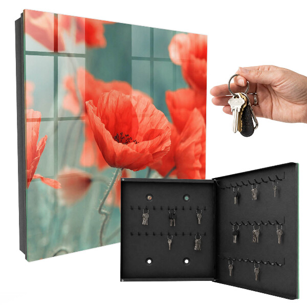 Armoire à clés murale Coquelicots rouges