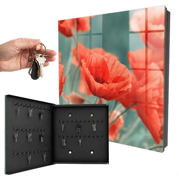 Armoire à clés murale Coquelicots rouges