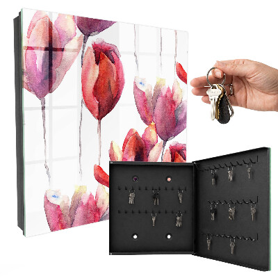 Armoire à clés murale Tulipes aquarelle