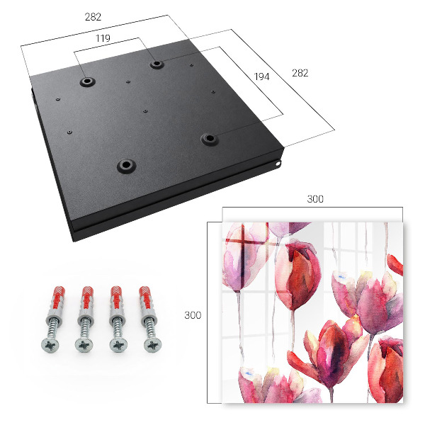Armoire à clés murale Tulipes aquarelle