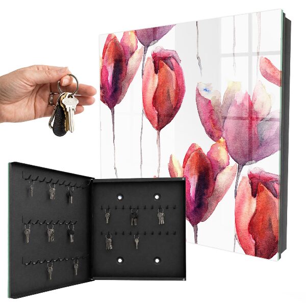 Armoire à clés murale Tulipes aquarelle