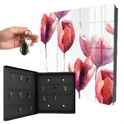 Armoire à clés murale Tulipes aquarelle