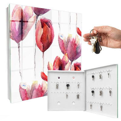 Armoire à clés murale Tulipes aquarelle