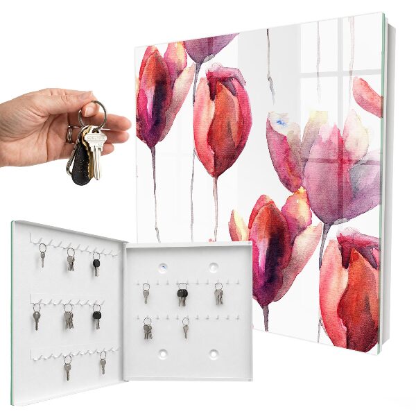 Armoire à clés murale Tulipes aquarelle
