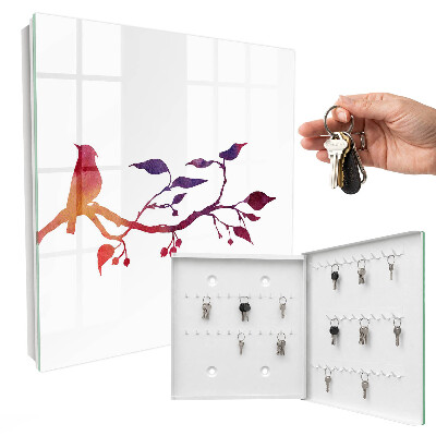 Armoire à clés murale Une branche avec un oiseau