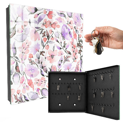 Armoire à clés murale Fleurs pastel
