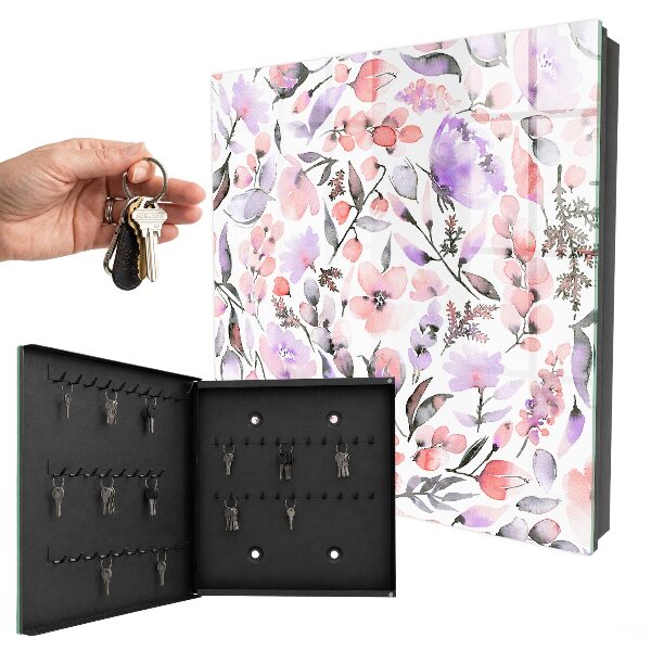 Armoire à clés murale Fleurs pastel