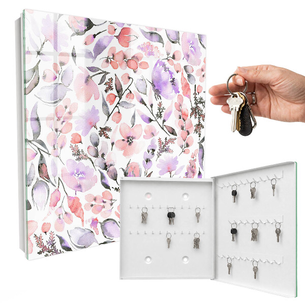 Armoire à clés murale Fleurs pastel