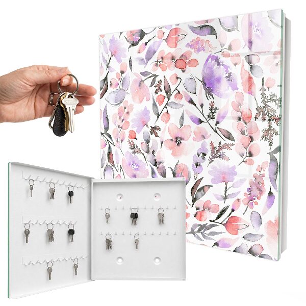 Armoire à clés murale Fleurs pastel