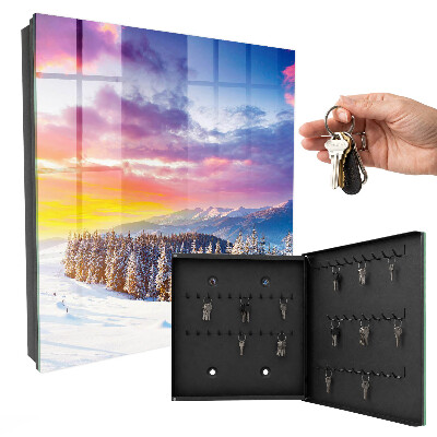 Armoire à clés murale Coucher de soleil d'hiver