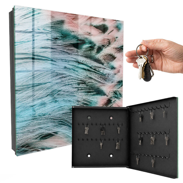Armoire à clés murale Plumes pastel