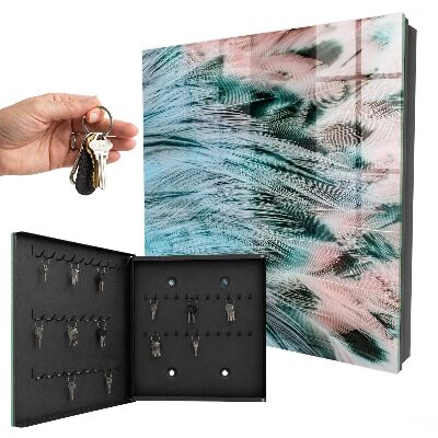 Armoire à clés murale Plumes pastel