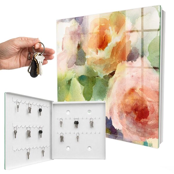 Boîte à clés decorative Fleurs à l'aquarelle