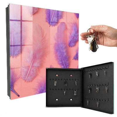 Armoire à clés murale Plumes violettes