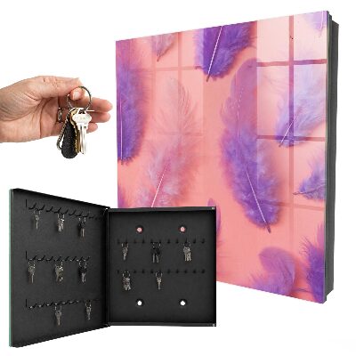 Armoire à clés murale Plumes violettes