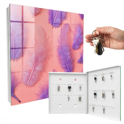 Armoire à clés murale Plumes violettes