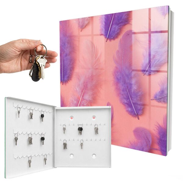 Armoire à clés murale Plumes violettes