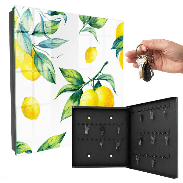 Boîte à clés decorative Citrons aquarelle