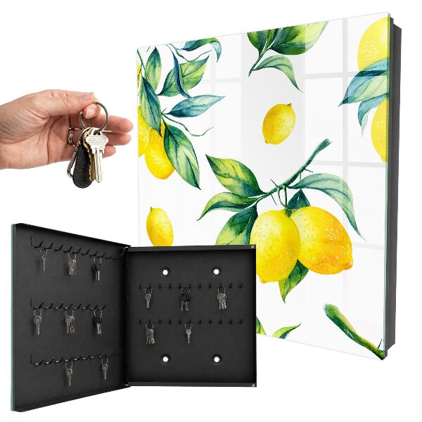 Boîte à clés decorative Citrons aquarelle