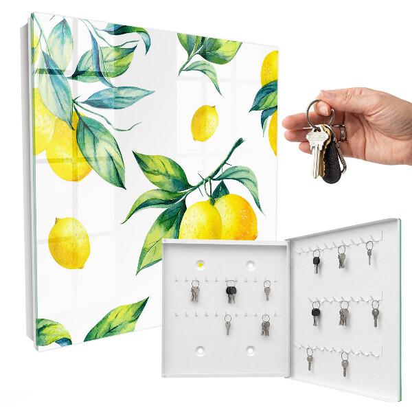 Boîte à clés decorative Citrons aquarelle