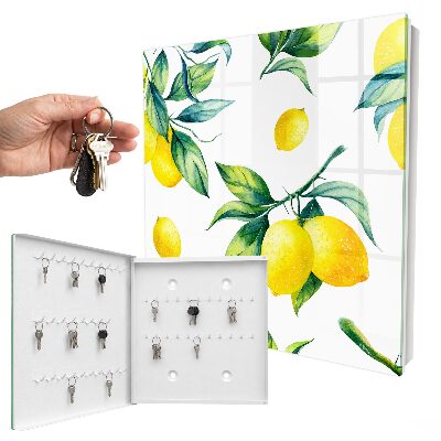 Boîte à clés decorative Citrons aquarelle