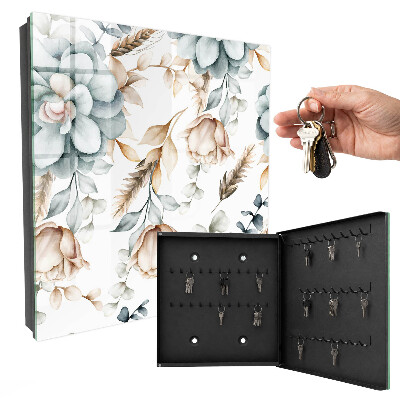 Armoire à clés murale Fleurs à l'aquarelle