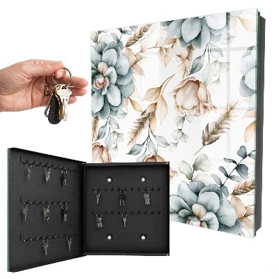 Armoire à clés murale Fleurs à l'aquarelle