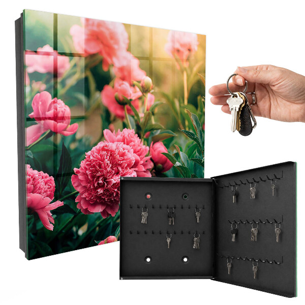 Armoire à clés murale Pivoines roses
