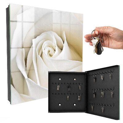 Boîte à clés decorative Rose blanche