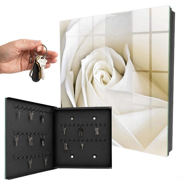 Boîte à clés decorative Rose blanche