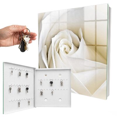 Boîte à clés decorative Rose blanche