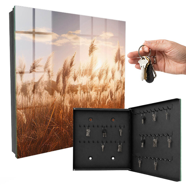 Armoire à clés murale Coucher de soleil dans l'herbe