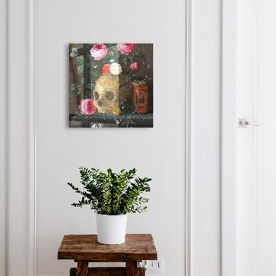 Boîte à clés decorative Crâne et fleurs